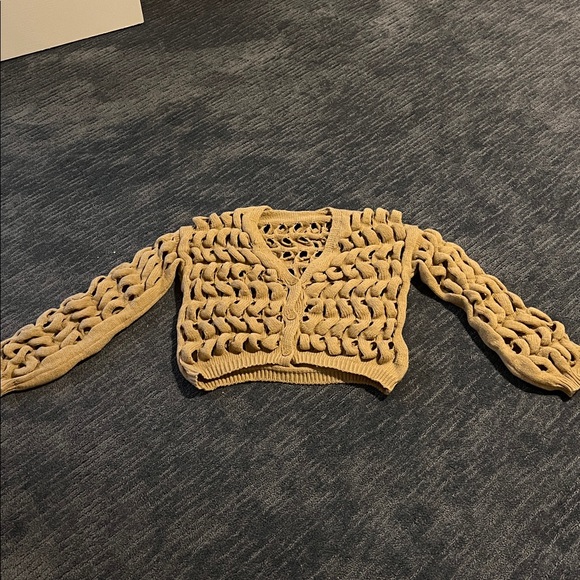 Chunky Knit Openwork Sweater - Tan - Picture 2 of 4